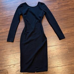 Lulu's Black Long-Sleeve Bodycon Midi Dress